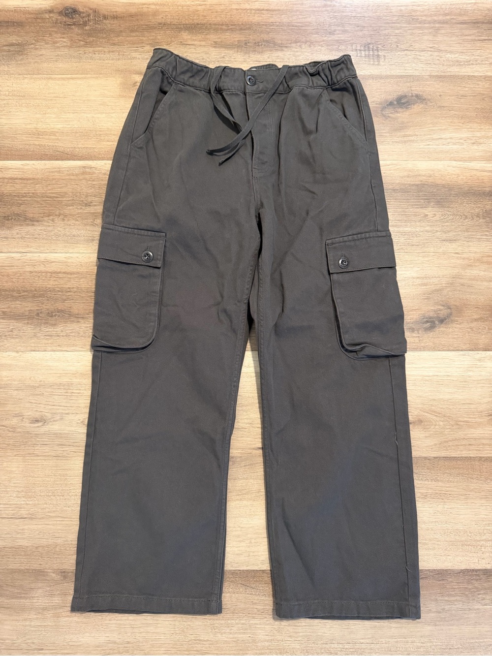 P&Co Heavy Twill Utility Cargo Pants Men’s Medium Gray Button Fly Drawstring
